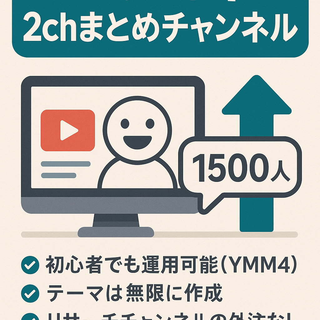 【早い者勝ち/ 短時間で作成可能】非属人化/外注無し/初心者でも運用可能/ 2chまとめなのでテーマは無限/登録者1500人超え！