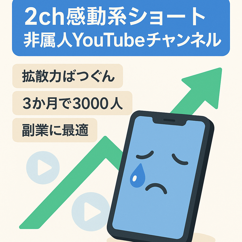 ★10/26締切【登録者3180人｜上昇中】2chショート感動系メインYoutubeチャンネル【属人性なし】