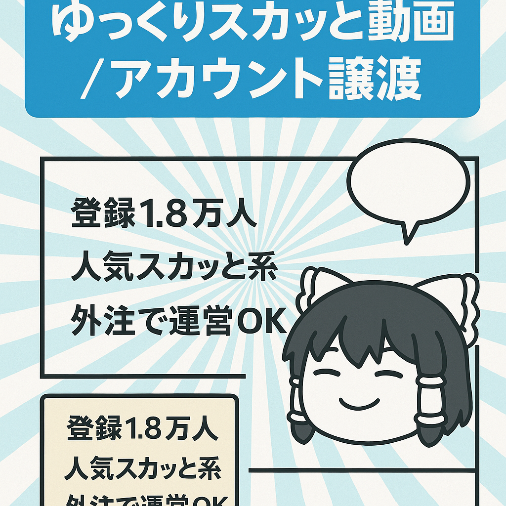 ゆっくりYouTubeアカウント譲渡【外注可能・属人性なし】