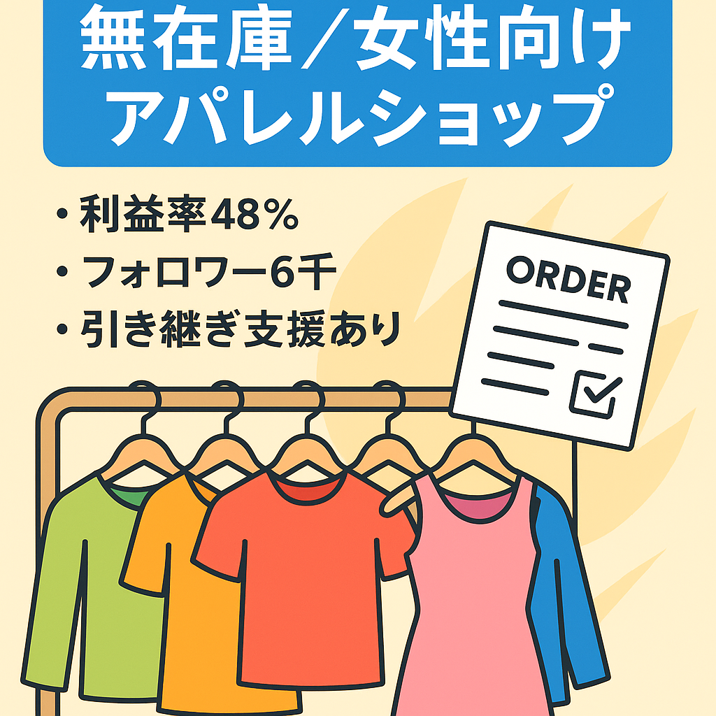 【無在庫・利益率48%・フォロワー6千】女性向けアパレルセレクトショップ