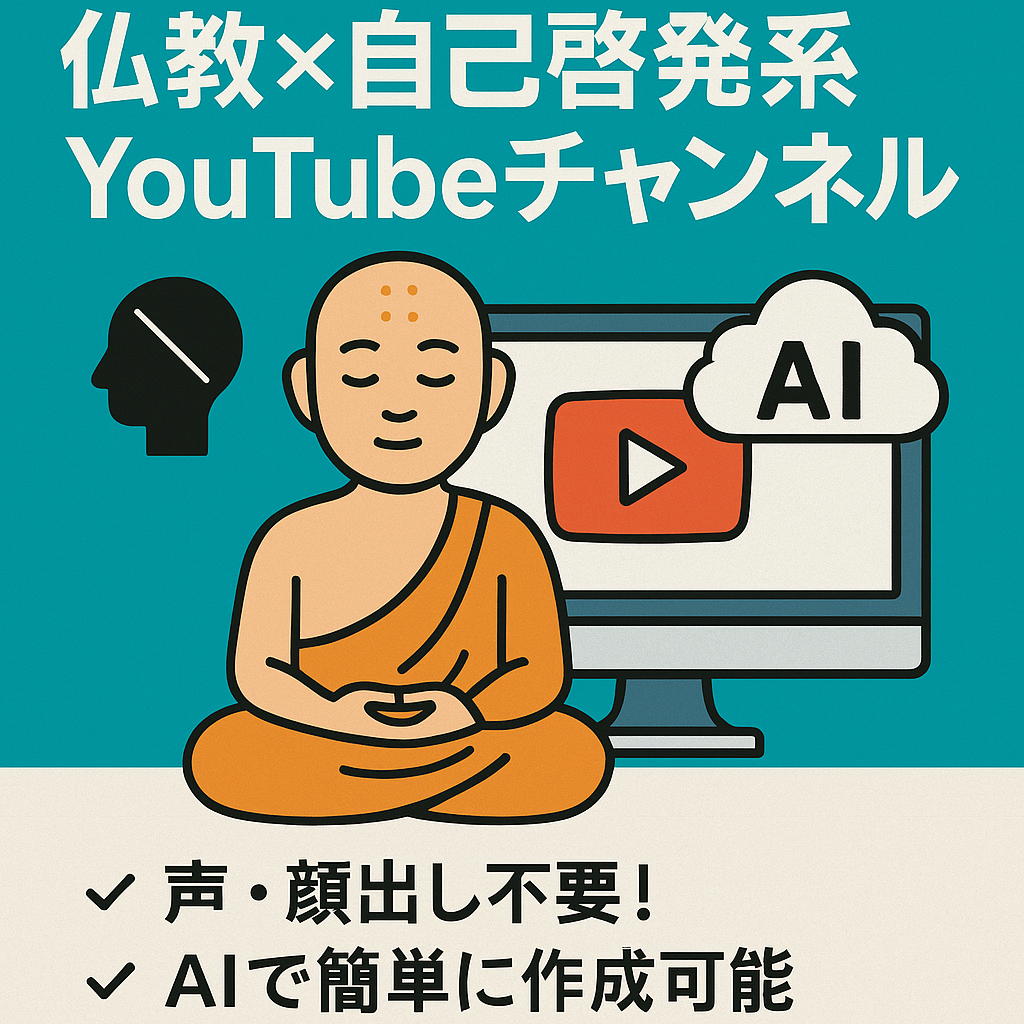 収益化済み仏教×自己啓発系YouTubeチャンネル。AIツールで楽に動画作成（完全外注化も可能）。 投稿頻度UPで更なる収益も狙えます！。