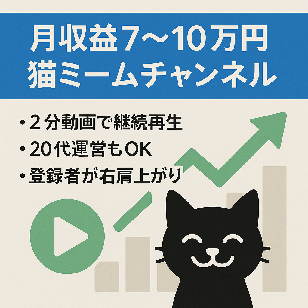 【月収益7〜10万円】猫ミームチャンネル 月間平均再生数40万回