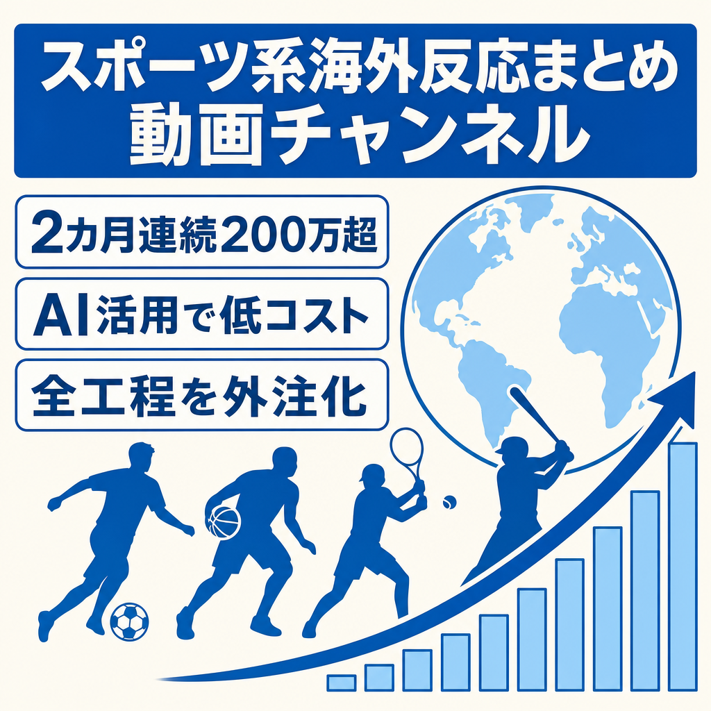 【2カ月連続200万超え】スポーツ系海外の反応まとめ【運用コスト低/顔出し不要】
