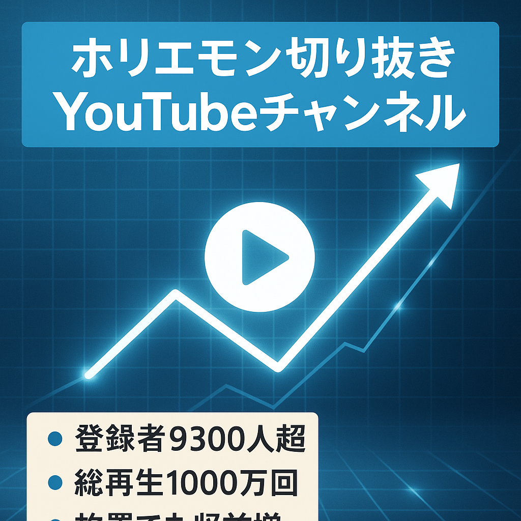 【登録者数9,300人超え】【無投稿でも収益有り】ホリエモン切り抜きチャンネルを譲渡します【総再生回数1000万回超え】