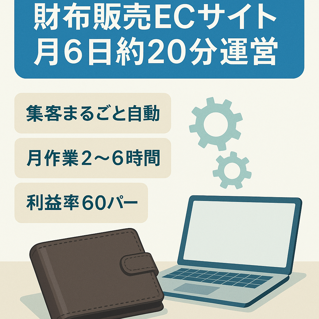 【時給換算3万円】作業は1ヶ月で6日のみ。作業時間も１日約20〜40分ほどの簡単作業だけで運営可能な財布販売のECサイト