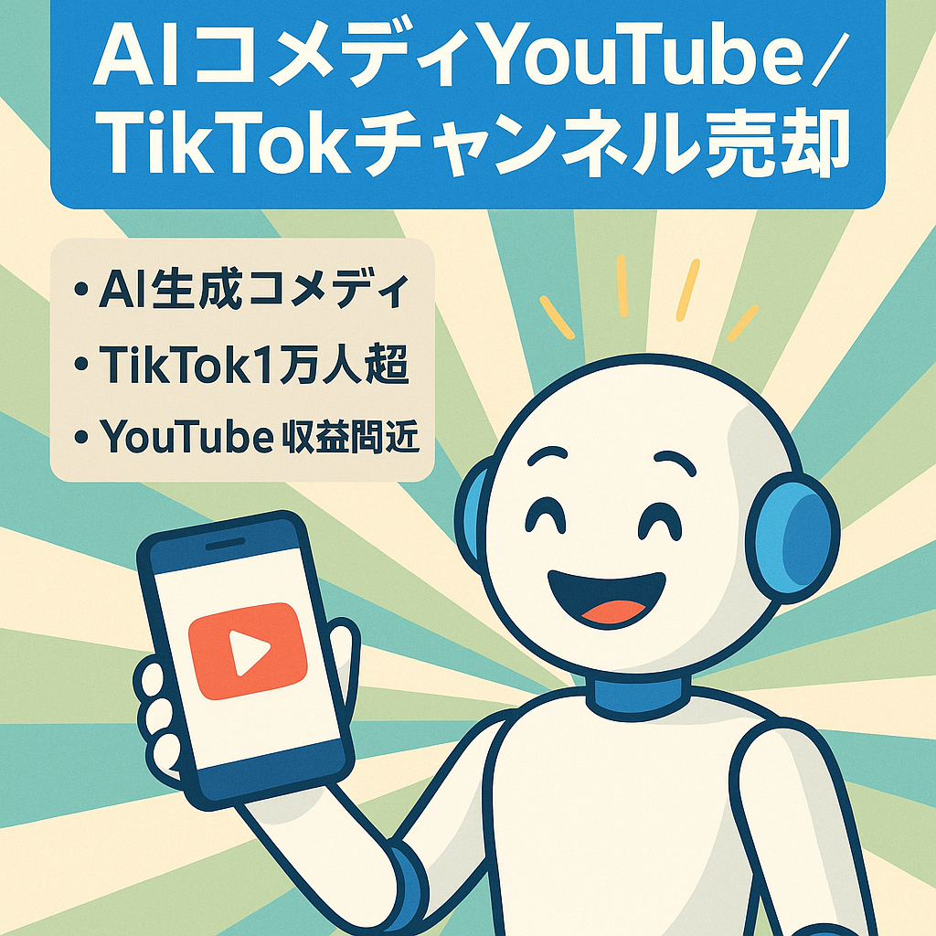 AI系Youtubeチャンネル(3400人)＋Tiktok (1万人)のセット販売