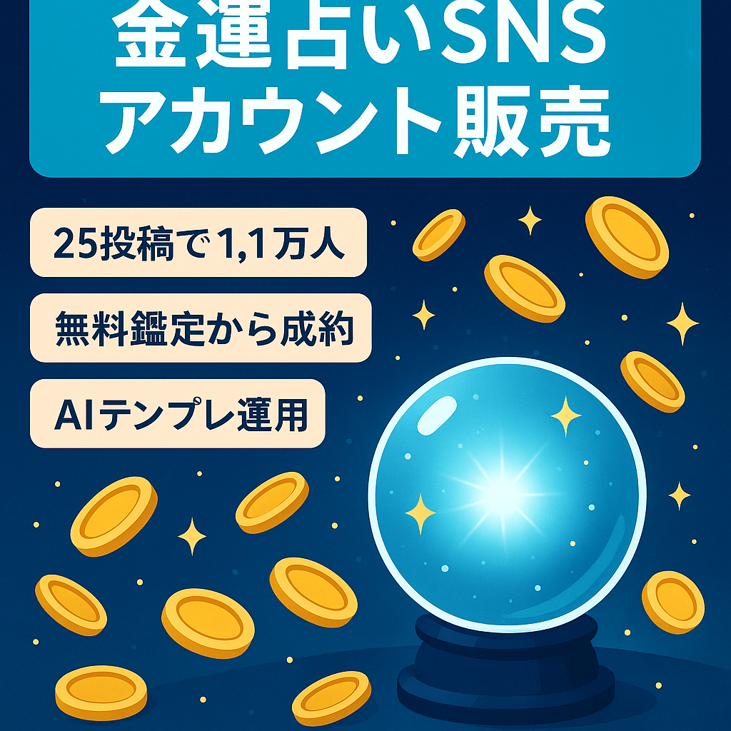金運占い【25投稿で総フォロワー1.1万人】Instagram・YouTubeShort・TikTok運用一式／マネタイズ済み／投稿テンプレ引継ぎ／非属人