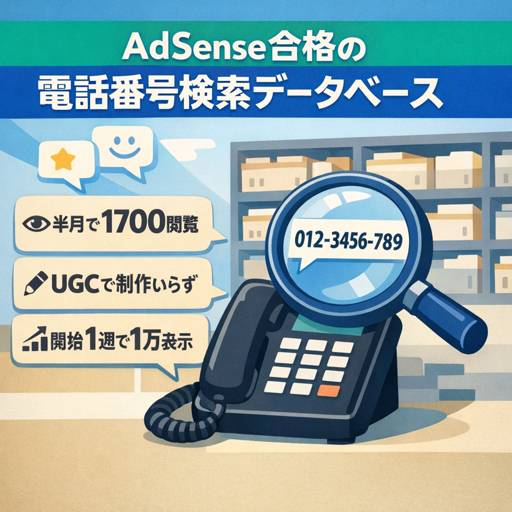 【AdSense合格済み】電話番号を検索できるUGC型のデータベースサイト