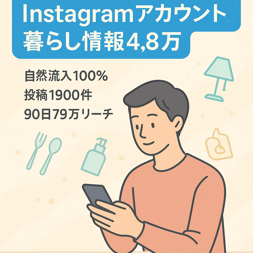 【Instagramオーガニックフォロワー4.8万人】暮らしに役立つ情報発信/リポスト含む