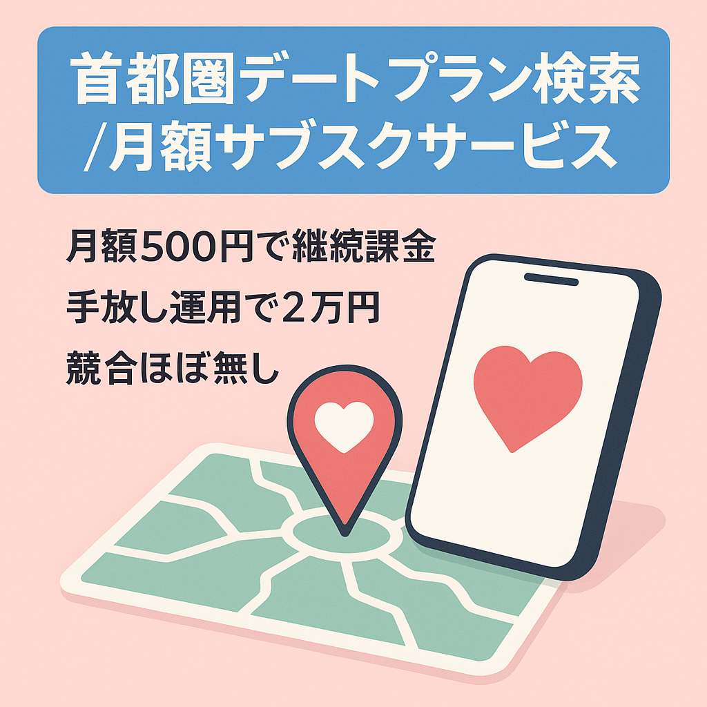 【総会員登録者数1,675人】首都圏のデートプラン・スポット検索できる月額サブスクサービス