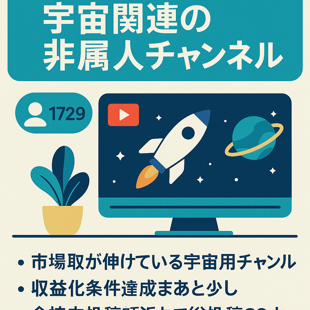 【登録者数1729人｜訳あり】宇宙関連の非属人チャンネル｜未収益化（直近1年の総再生時間：3,916.7）