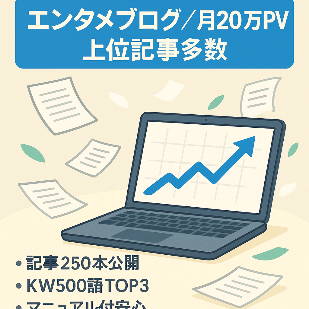 【上位記事多数！】副業でも安定して月収10万！月間20万PV！ネタに困らないエンタメブログ　※ライティングマニュアル付！