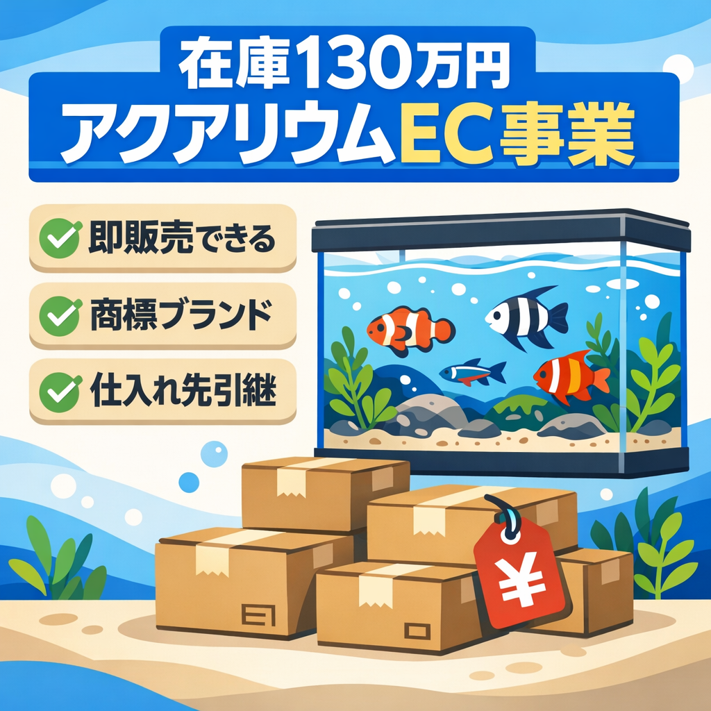 EC事業：【在庫商品額130万円】アクアリウムEC事業｜引継ぎ可＋追加仕入中