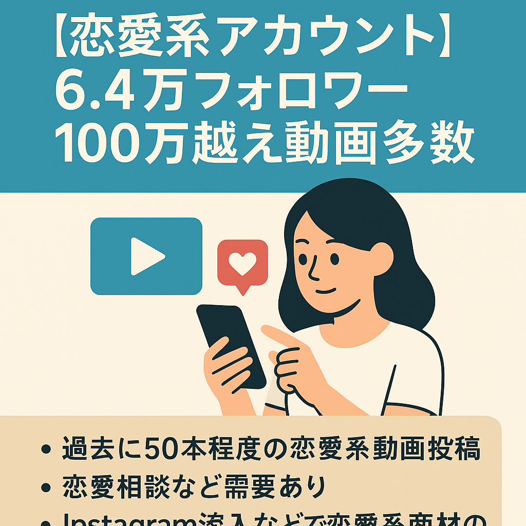 【恋愛系アカウント】6.4万フォロワー | 100万越え動画多数