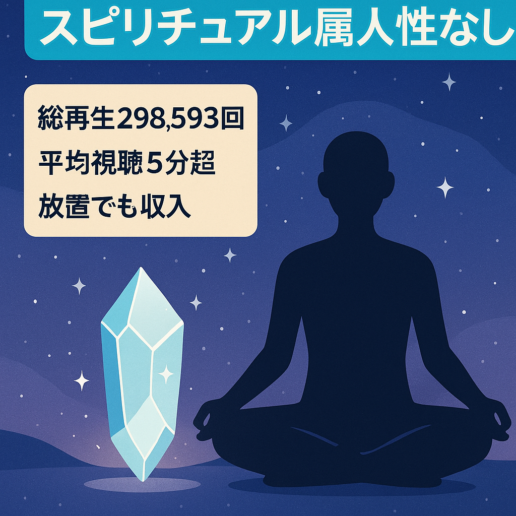 【総再生数 298,593回】1年以上ほったらかしでも収益上がってるスピリチュアルチャンネル登録者1410人・属人性なし