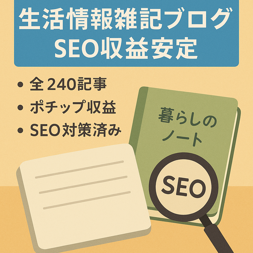 240記事公開!SEOを意識した生活情報中心の雑記ブログ!月1万の収益安定