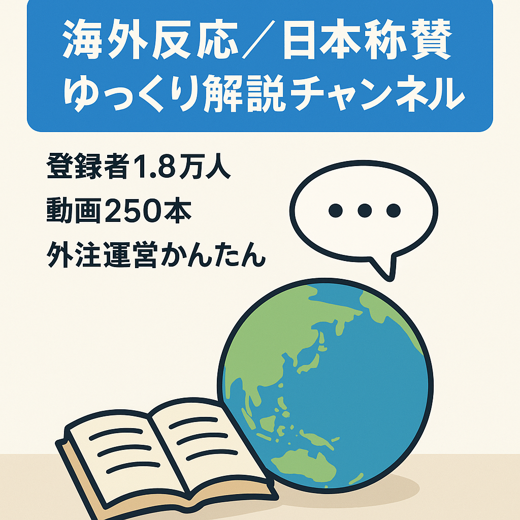 【月収益55万円達成】登録者数1.8万人　トレンドの海外の反応・日本称賛系ゆっくり解説チャンネル【外注可能・非属人】