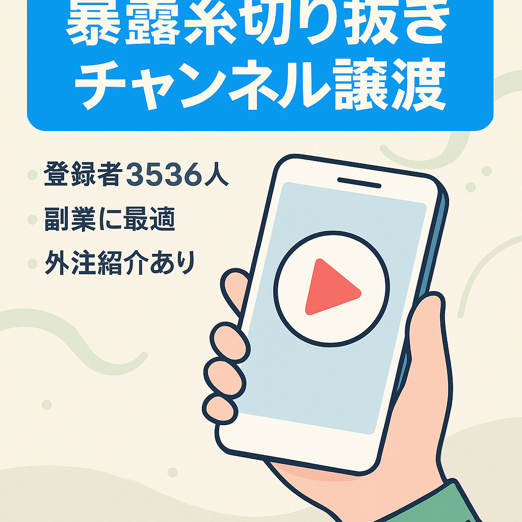 【11月127,055円の売り上げ：登録者3536人】早期譲渡希望：暴露系ユーチューバー切り抜きチャンネルの譲渡