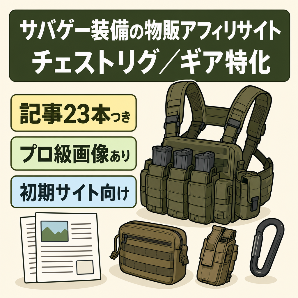 【サバゲー装備特化】チェストリグ・ギア解説の物販アフィリメディア｜23記事・プロ品質アイキャッチ