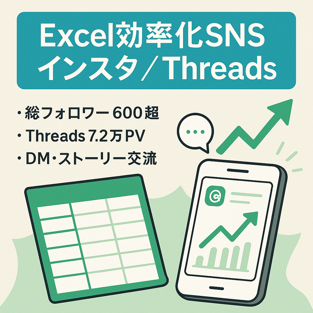 【Instagram×Threads】【万バズ実績あり】総フォロワー600人超え！Excelの効率化情報発信アカウント