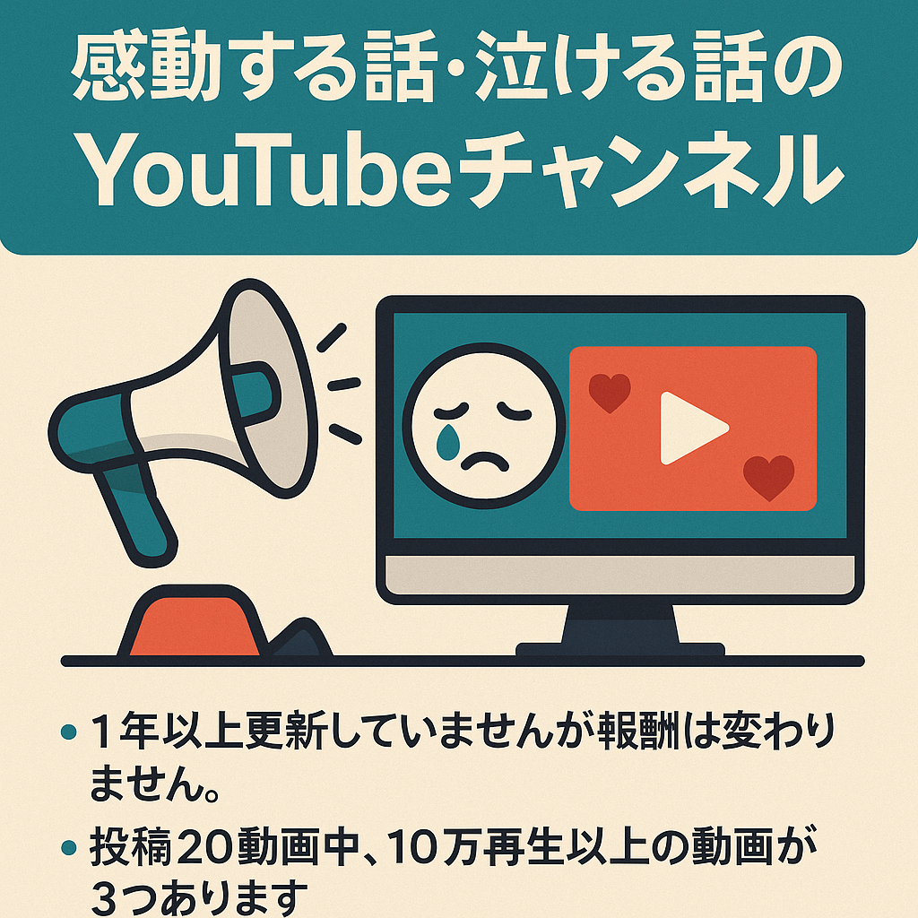 【属人性なし・登録者１４００人以上】2chジャンルの感動する話、泣ける話のYouTubeチャンネル