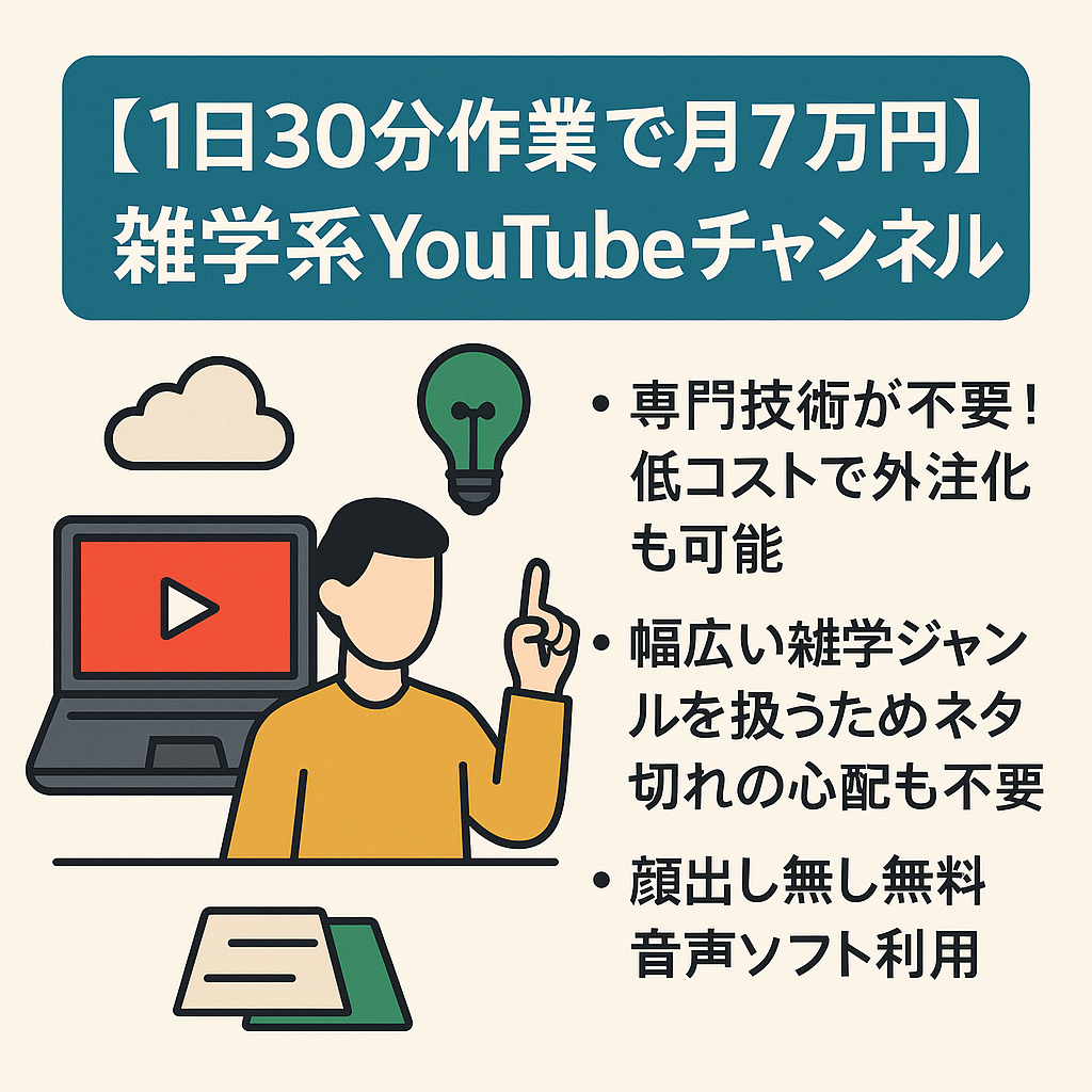 【1日30分作業で月7万円】登録者2600人の雑学系YouTubeチャンネル