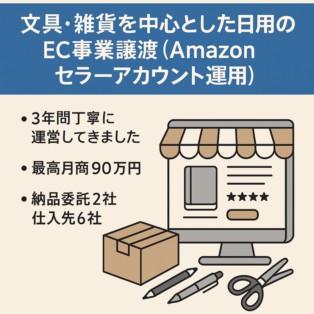 文具・雑貨を中心とした日用品のEC事業譲渡（Amazonセラーアカウント運用）