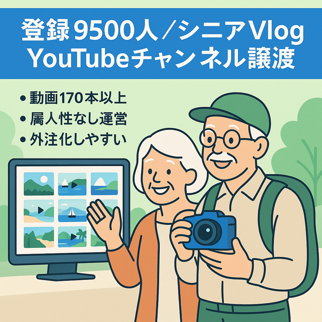 【登録者9,500人越え↑】YouTube(シニアVlog)チャンネルの譲渡