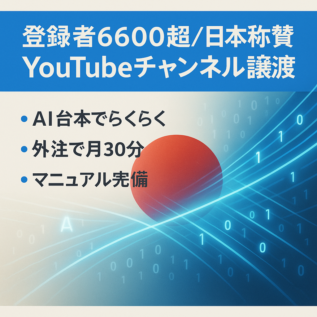 【登録者6,600人超え！】日本称賛系YouTubeチャンネルの譲渡【運用しやすい】