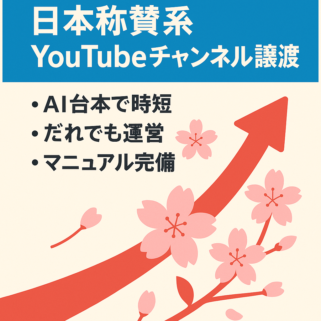 【登録者6,770人超え！】日本称賛系YouTubeチャンネルの譲渡【最高月収約50万円】