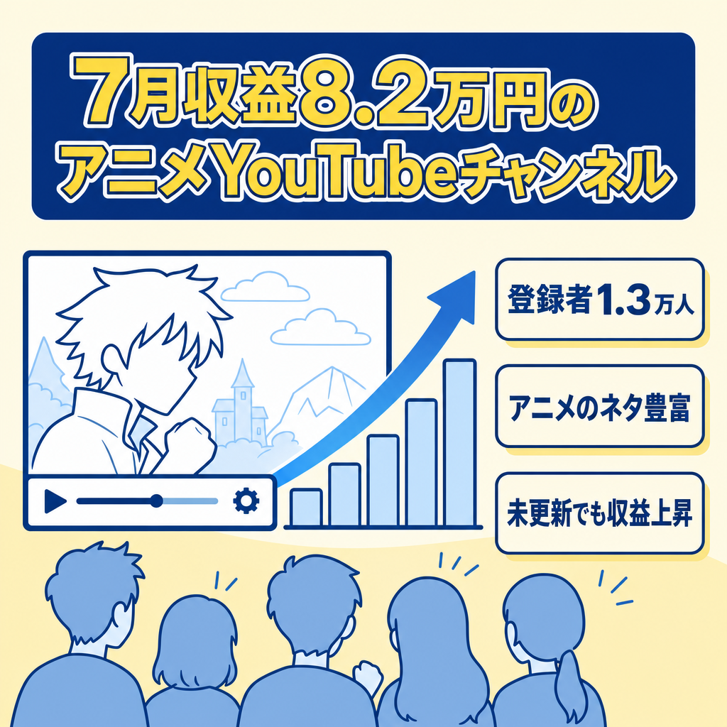 切り抜き：【７月収益 8.2万円】人気アニメに関するYouTubeチャンネル譲渡