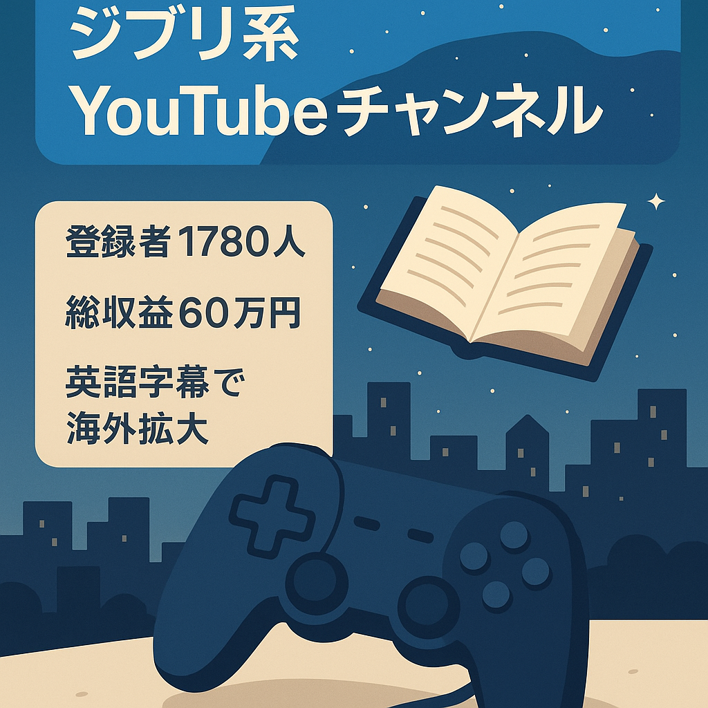 【登録者1780人・総収益60万円】ゲーム系・都市伝説系・ジブリ系に最適な看板動画付きYoutubeチャンネル
