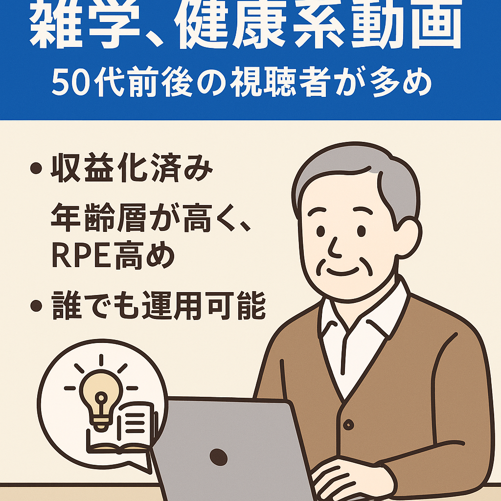 【収益化済み】雑学、健康系動画 [50代前後の視聴者が多め］