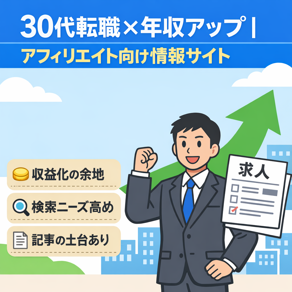30代転職×年収アップ｜アフィリエイト向け情報サイト