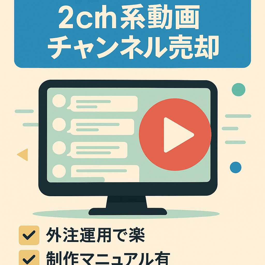 早期売却の為大幅値下げします。（病気療養に入る為）【チャネル登録者1.8万人！２ちゃんねる系】