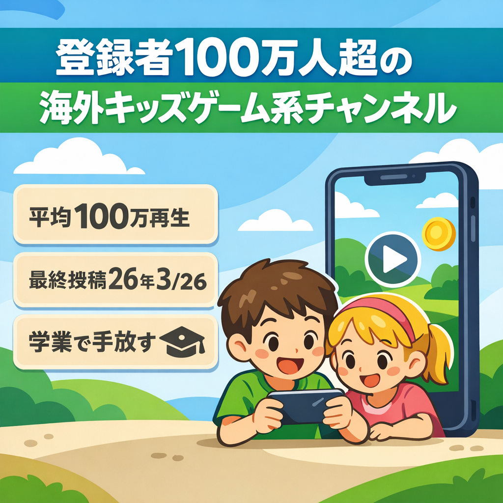 【登録者100万人↑】海外キッズ向けゲーム系shortsチャンネル、平均view1M越え
