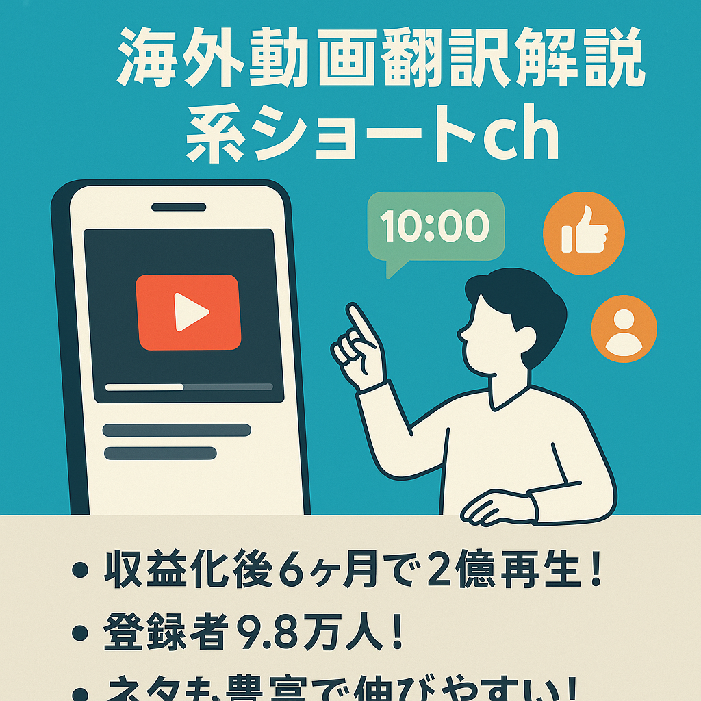 【合計2億再生以上/登録者9.8万人】海外動画翻訳解説系ショートch【属人性なし・譲渡後マニュアルお渡し可】