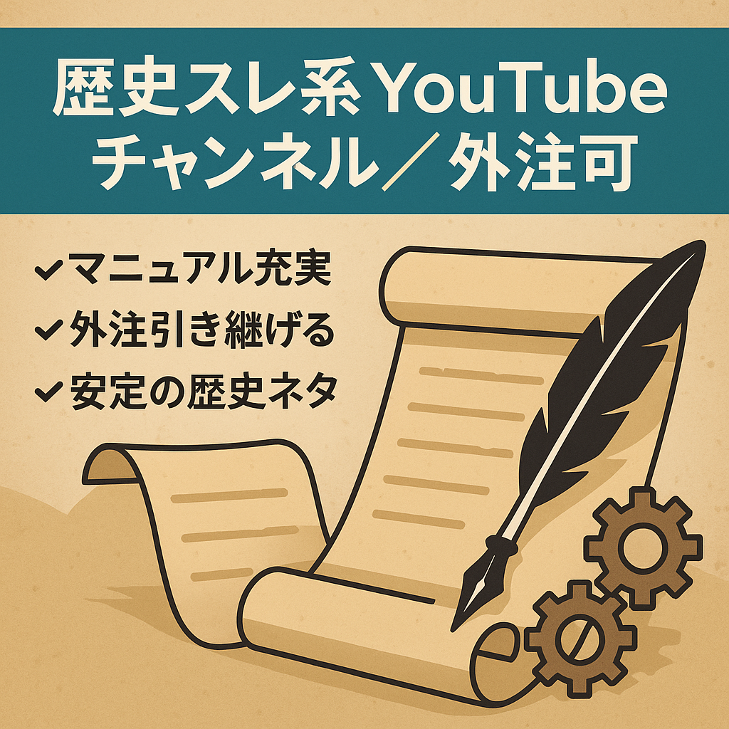 【フル外注可能/マニュアル完備】歴史スレ系YouTubeチャンネル