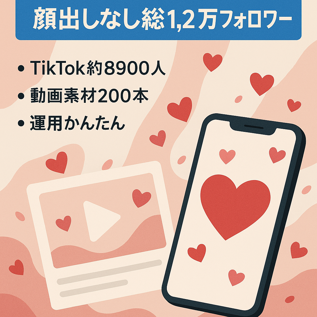 恋愛系の顔出しなしInstagramアカウント+TikTokアカウント【総フォロワー12,000】