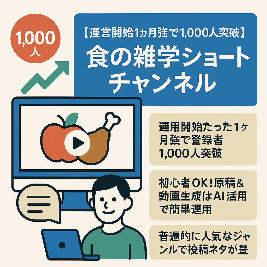 【運営開始1ヶ月強で1,000人突破】食に関する雑学ショートチャンネル【AI活用で簡単運用】