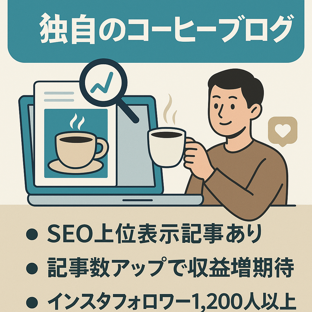 【SEO上位あり】独自のコーヒーブログ！記事数アップでさらに収益増が期待できます