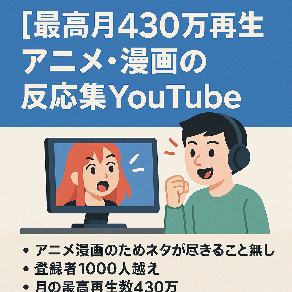 【最高月430万再生越え】YouTubeのジャンルはアニメ・漫画の反応集です！