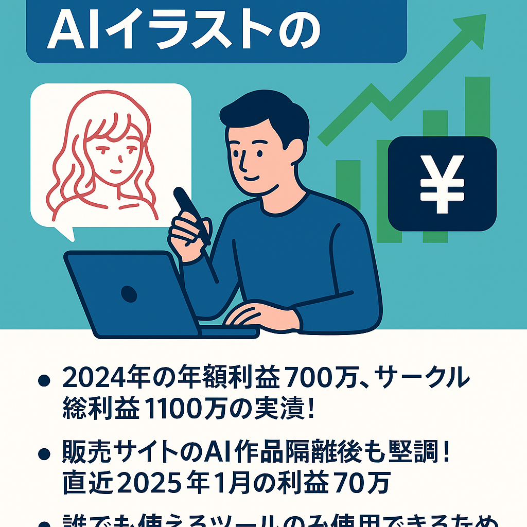 【大幅値下げ】【年間利益700万】AIイラストを用いたR18同人ゲーム個人運営サークルの譲渡【譲渡後4週間の引き継ぎサポート付き】