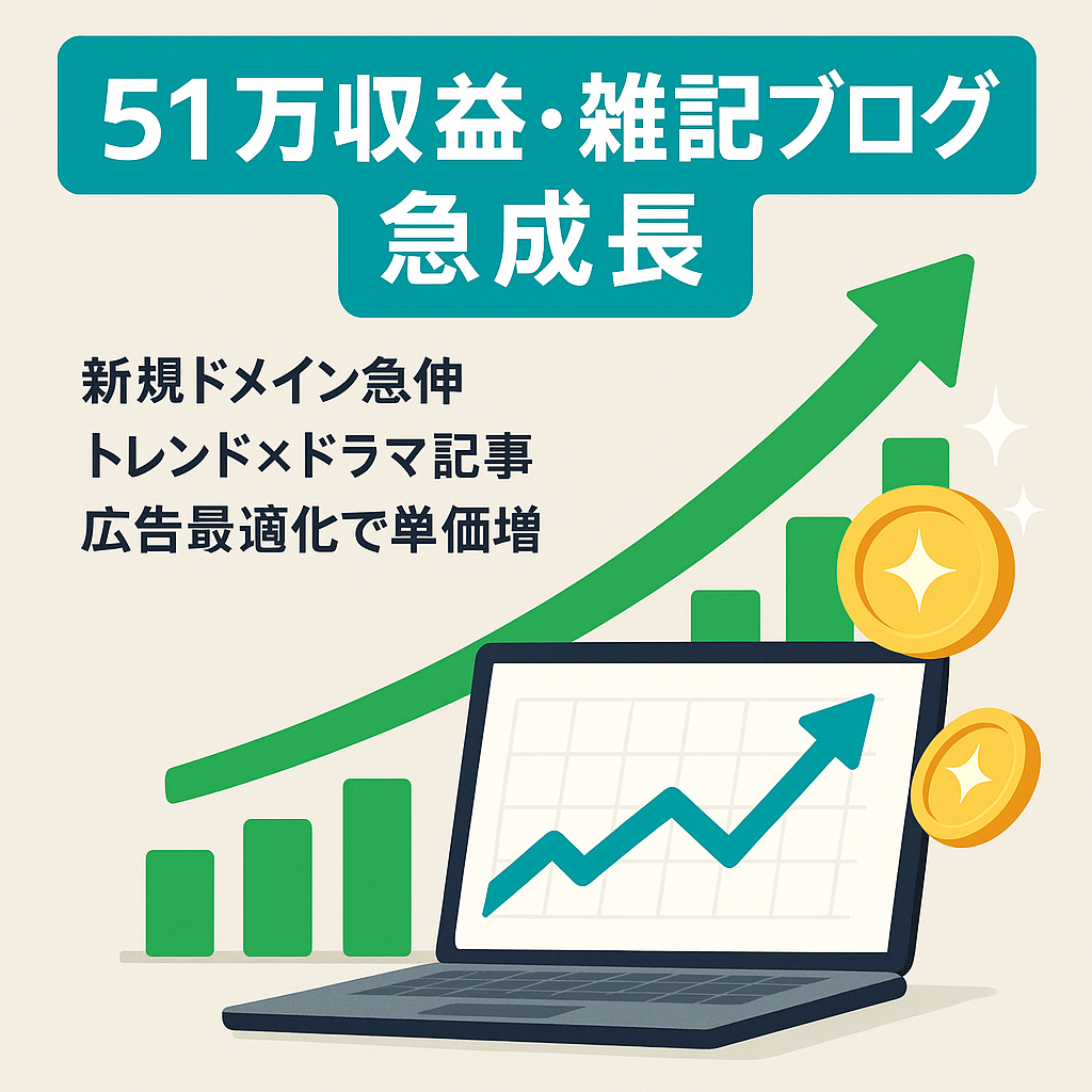 【23年7月から急成長中/直近2ヶ月で51万円/RPM698円】短期トレンド記事とミドル記事を組み合わせた雑記ブログ