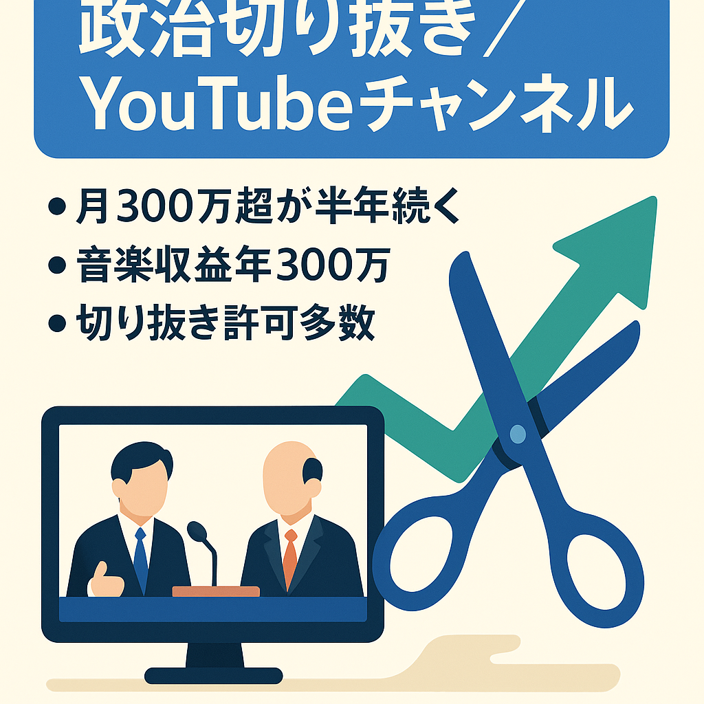 【平均収益350万円/月】政治切り抜き/8か月で利益3500万円Over達成/著作権侵害なし