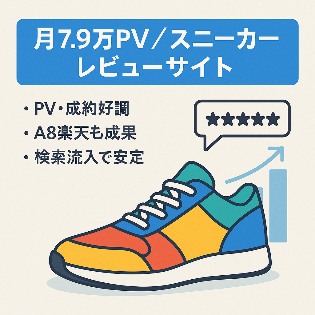 「スニーカー特化レビューサイト｜月間7.9万PV実績・アドセンス収益あり」