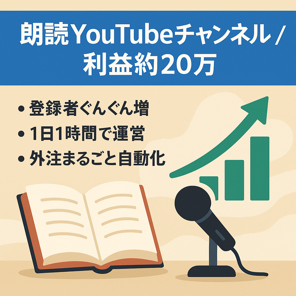【最高月利益約20万円】シニア朗読YouTubeチャンネル譲渡案件｜マニュアル完備で1日1時間で運営可能！