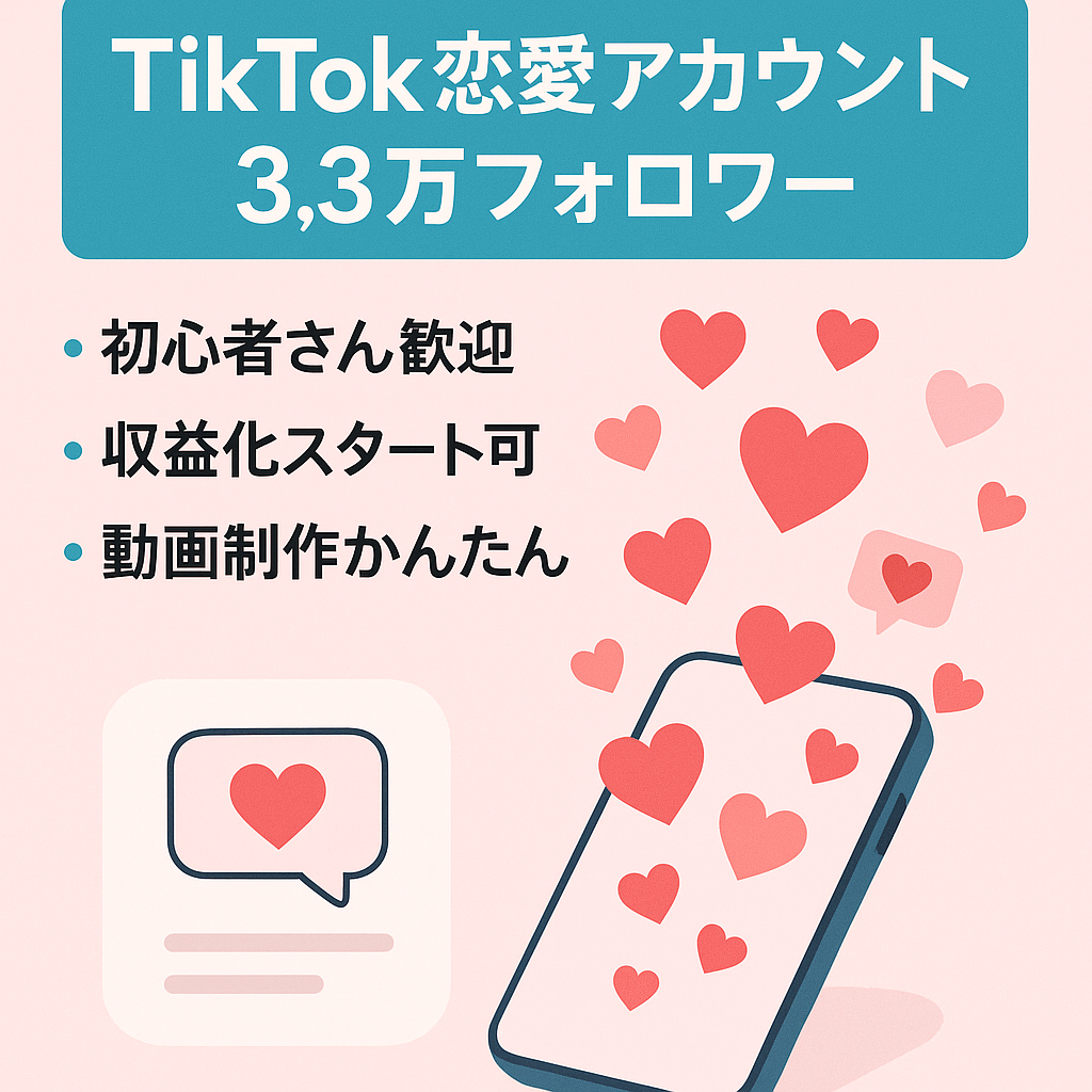 【TikTok初心者歓迎】！3.3万フォロワー超え、恋愛アカウント