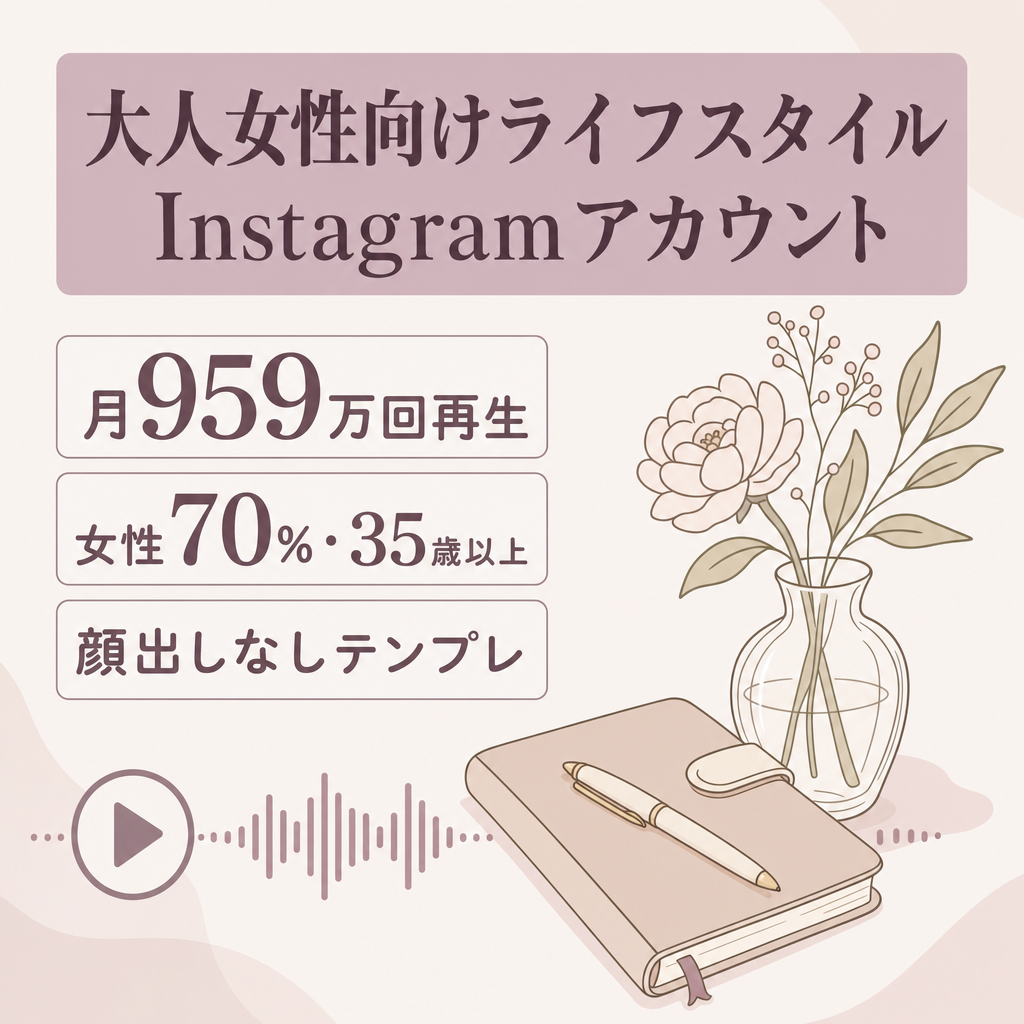 【月959万再生・最高387万回再生・拡散倍率690倍】品格ある大人女性向けライフスタイル系Instagram｜女性70%・35歳以上64%の高購買層｜属人性ゼロ・運用サポート可