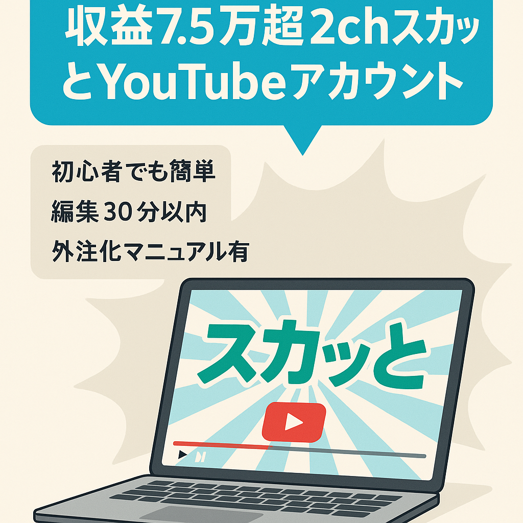 【月平均収益7.5万以上】2chスカッとYOUTUBEアカウント【フル外注可能】